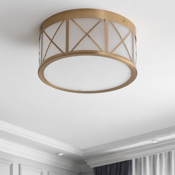 Cadence Drum Metal/Glass Flush Mount - JONATHAN Y